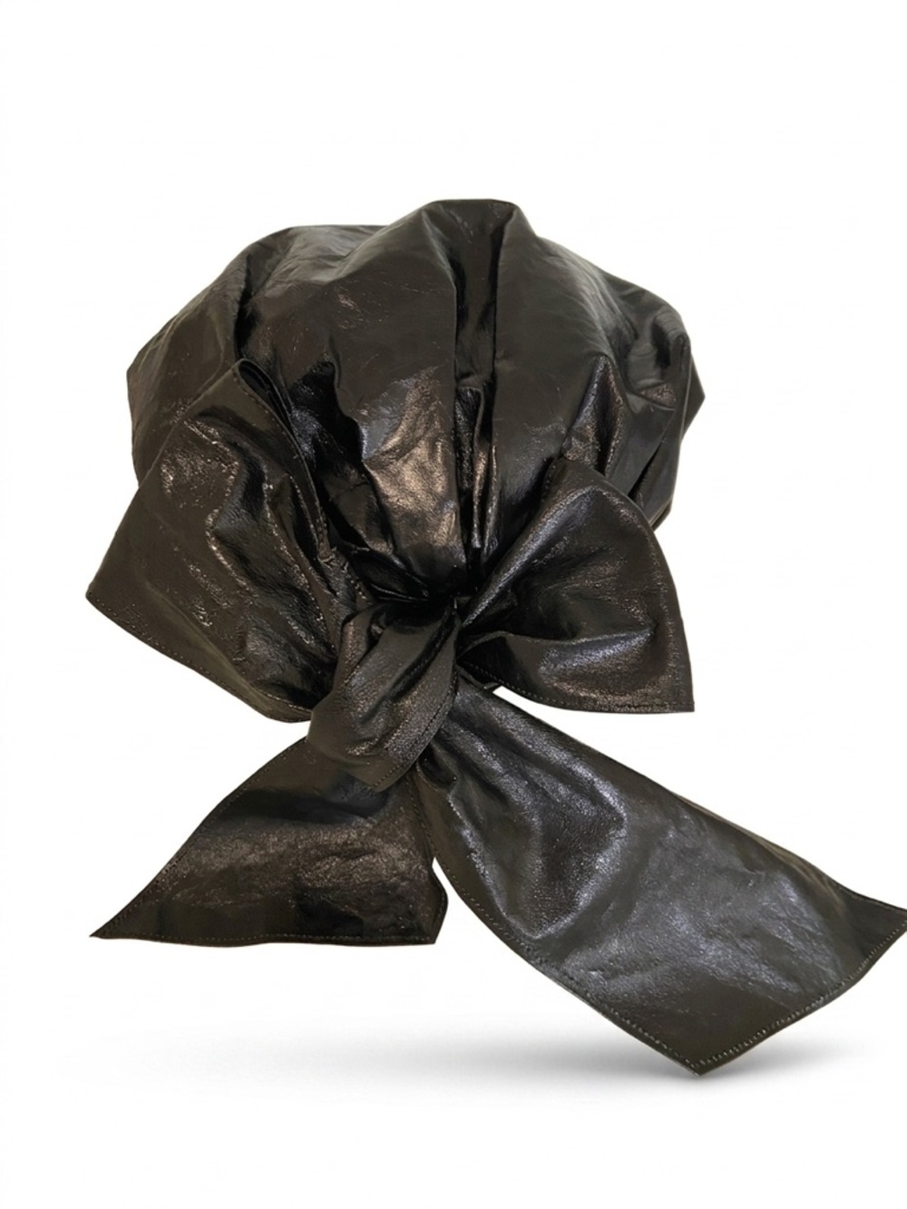 Vintage Black Patent Leather Bow Hat